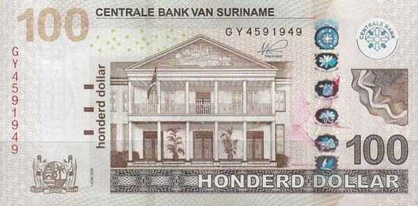 PN166e Surinam - 100 Dollar Year 2020